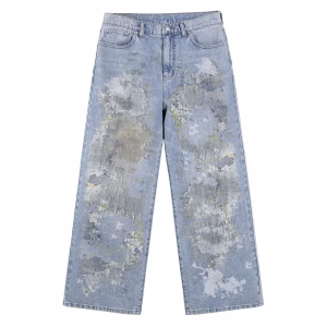 Abstract Grunge Paint Printed Denim Jeans by JR JEANIUS WEAR