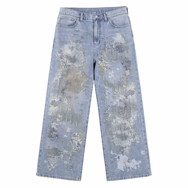 Abstract Grunge Paint Printed Denim Jeans by JR JEANIUS WEAR