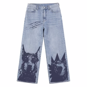 Doberman Fury Scratch Printed Denim Jeans by JR JEANIUS WEAR