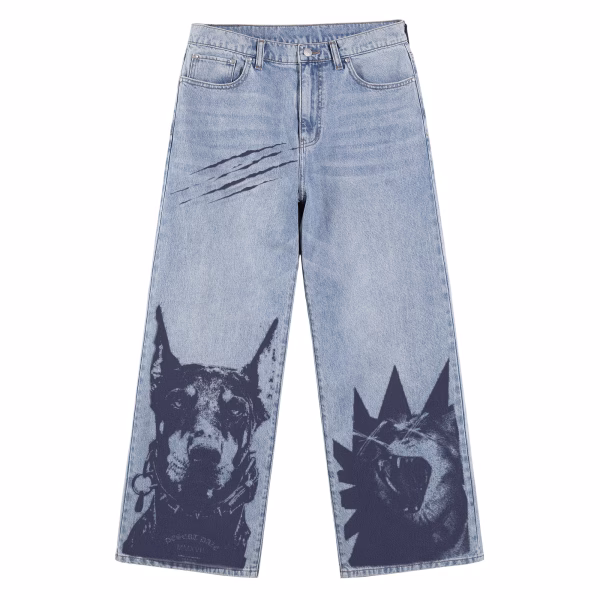 Doberman Fury Scratch Printed Denim Jeans by JR JEANIUS WEAR