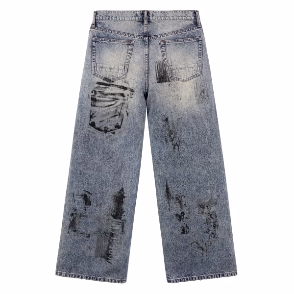 Gothic Text Star Grunge Printed Denim Jeans collection product photo