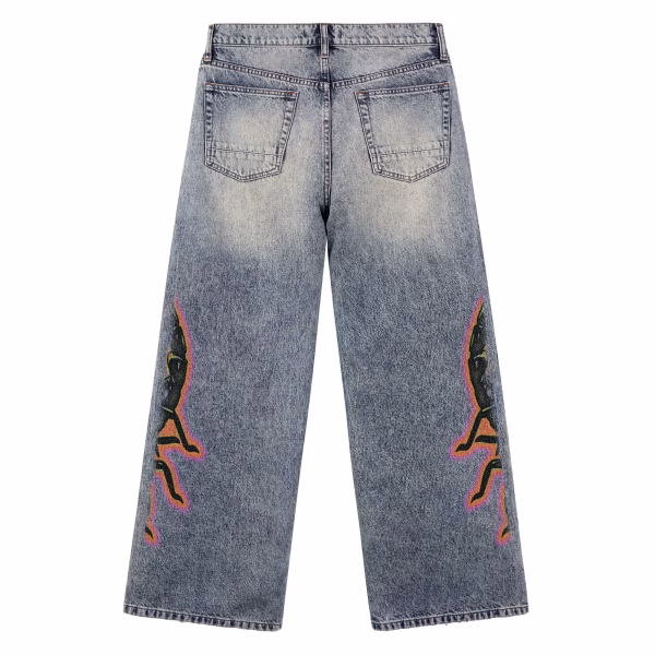 Neon Glow Scorpion Skeleton Hand Printed Denim Jeans collection product photo