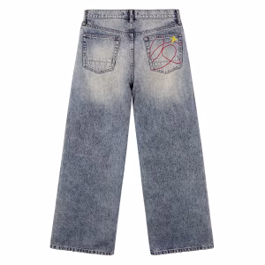 Pixel Art Horse Red Star Printed Denim Jeans
