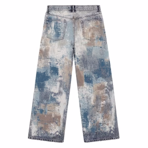 Abstract Urban Decay Grunge Paint Printed Denim Jeans