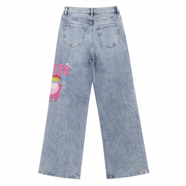 Pink Pop Art Cartoon Graphic Printed Denim Jeans collection product photo