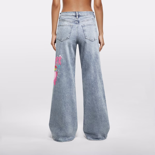 Pink Pop Art Cartoon Graphic Printed Denim Jeans collection product photo