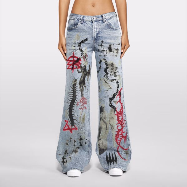Gothic Chaos Mythology Art Printed Denim Jeans collection product photo