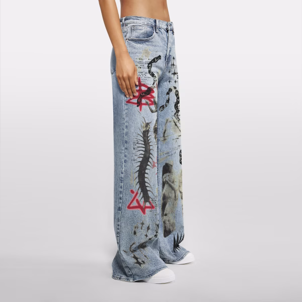 Gothic Chaos Mythology Art Printed Denim Jeans collection product photo