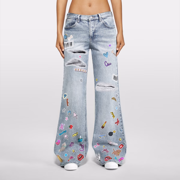 Sticker Graffiti Patchwork Printed Denim Jeans collection product photo