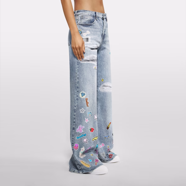 Sticker Graffiti Patchwork Printed Denim Jeans collection product photo