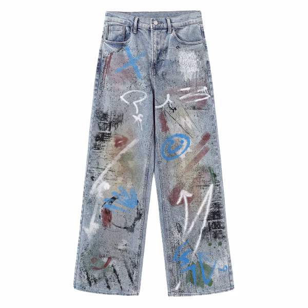 Abstract Graffiti Spray Art Printed Denim Jeans by JR JEANIUS WEAR