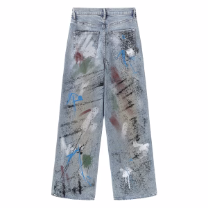 Abstract Graffiti Spray Art Printed Denim Jeans
