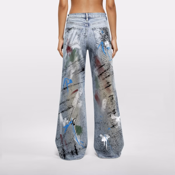 Abstract Graffiti Spray Art Printed Denim Jeans collection product photo
