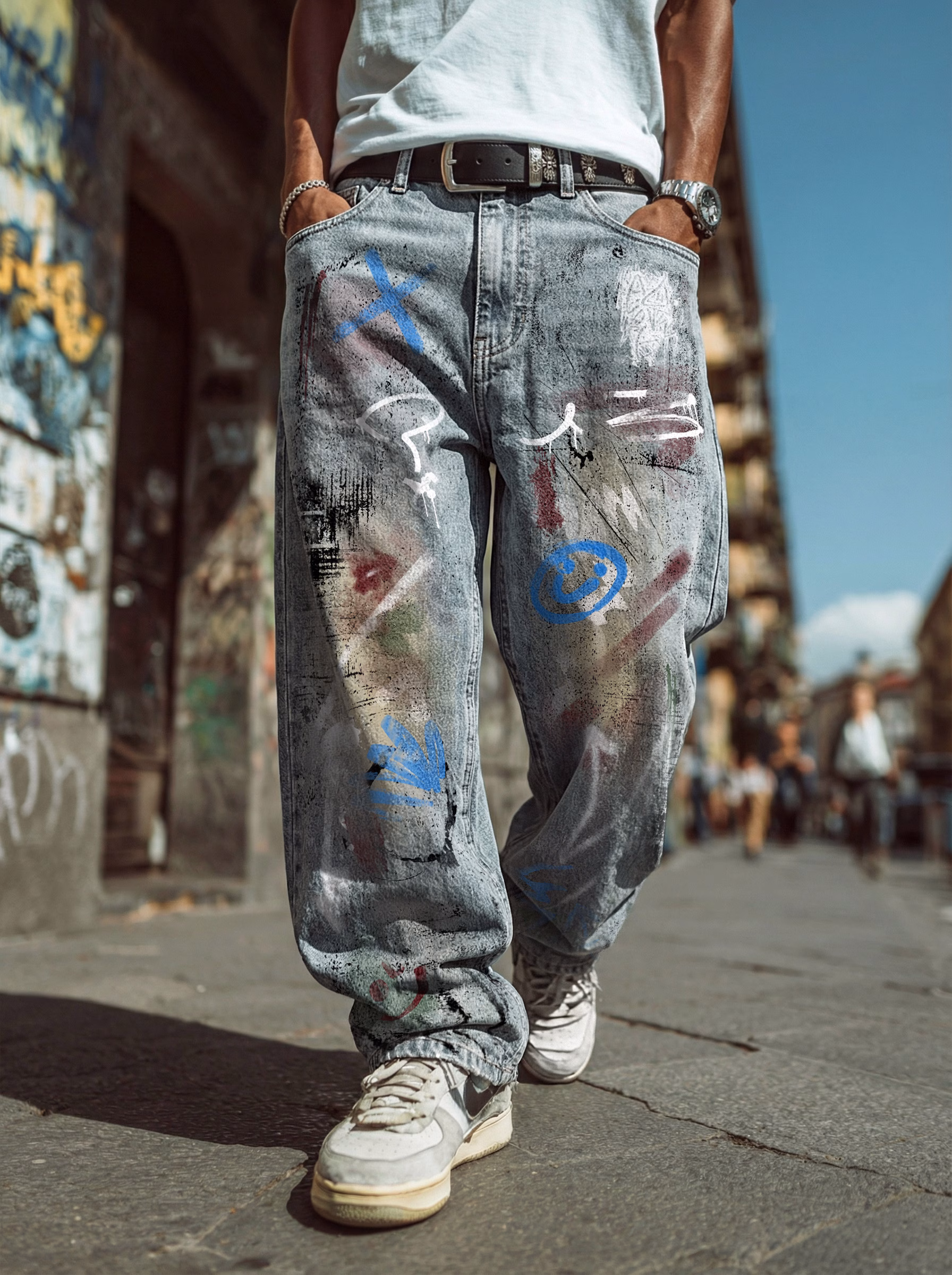 JR JEANIUS WEAR printed denim jeans homepage look