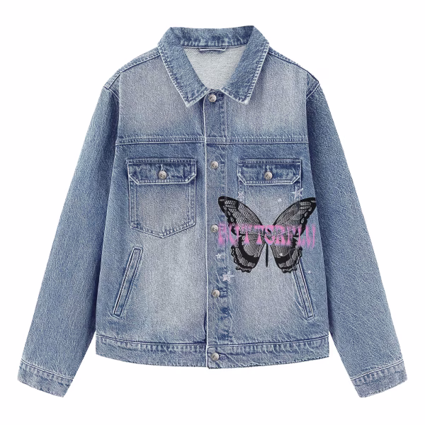 "Paint The Loud Art" Graffiti Butterfly Denim Jacket jackets product photo