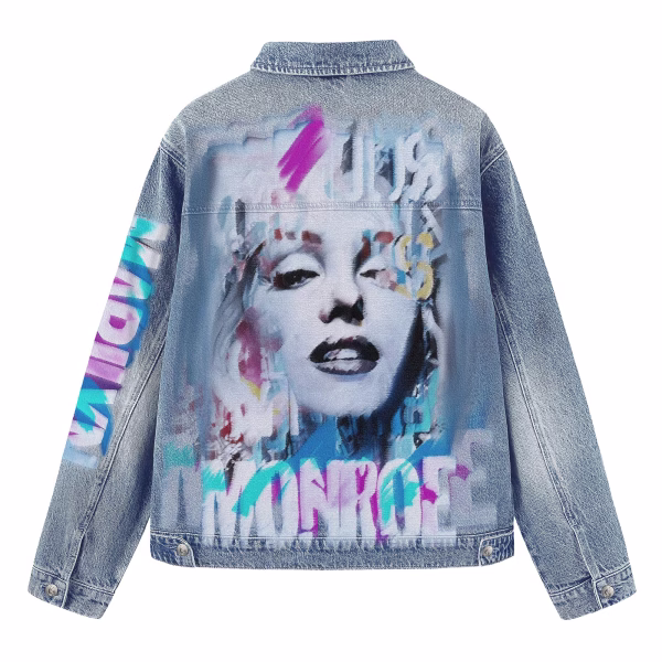 Pop Art Marilyn Monroe Graffiti Portrait Denim Jacket by JR JEANIUS WEAR