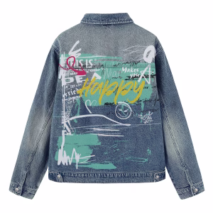 "This Is Real" Happy Graffiti Art Denim Jacket by JR JEANIUS WEAR