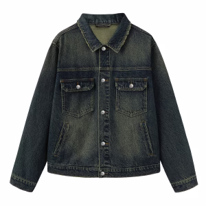 “Cyber Paris” Futuristic Cityscape & Metal Logo Dark Denim Jacket