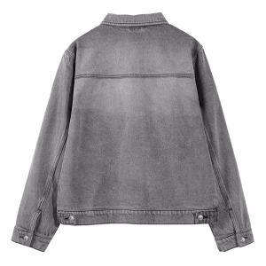 “Above Average” Liberty Graphic & Paint Splash Grey Denim Jacket