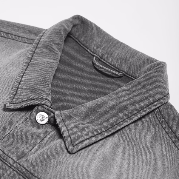 "Born To Destroy" Skull Dagger & Green Fire Grey Denim Jacket jackets product photo