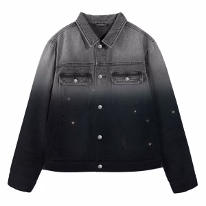 “Inferno Steed” Ombre Gradient & Burning Horse Motion Art Denim Jacket