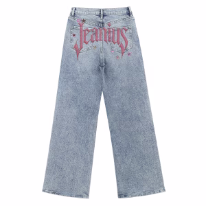 Starfish Charm Necklace & Jeanius Logo Printed Denim Jeans