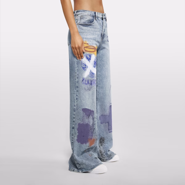 Abstract Spray Paint Graffiti Art Printed Denim Jeans collection product photo