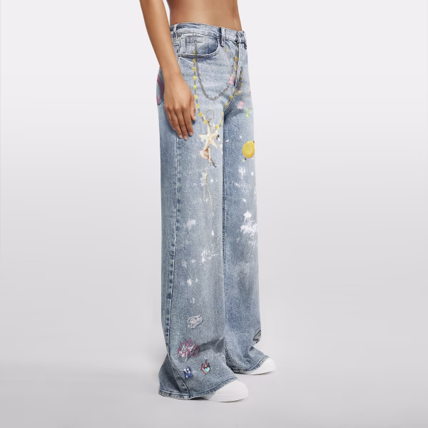 Starfish Charm Necklace & Jeanius Logo Printed Denim Jeans collection product photo
