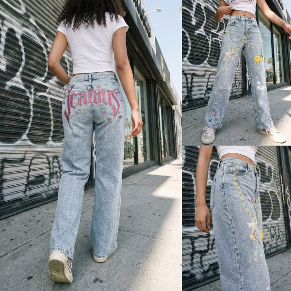 Starfish Charm Necklace & Jeanius Logo Printed Denim Jeans collection product photo