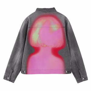 Heat Map Silhouette Cyber Grey Denim Jacket by JR JEANIUS WEAR