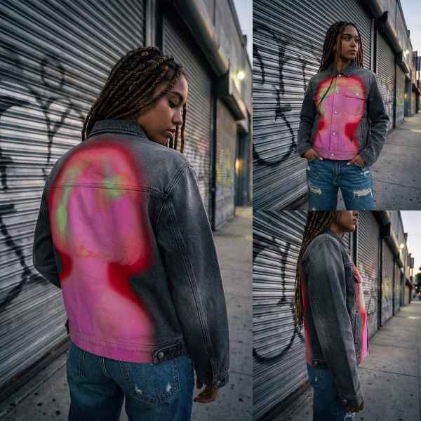 Heat Map Silhouette Cyber Grey Denim Jacket jackets product photo