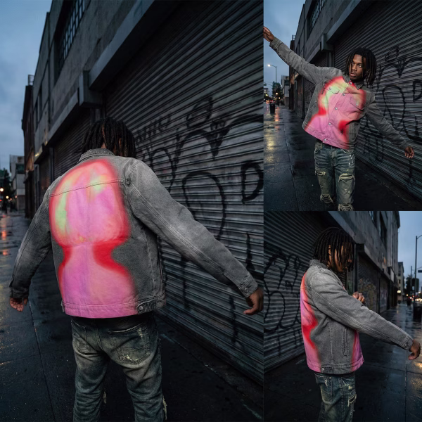 Heat Map Silhouette Cyber Grey Denim Jacket jackets product photo