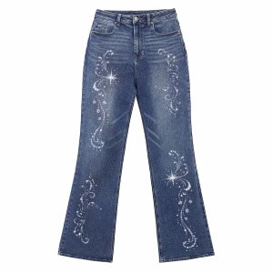 "Stardust Swirl" Celestial Sparkle Printed Denim Jeans by JR JEANIUS WEAR