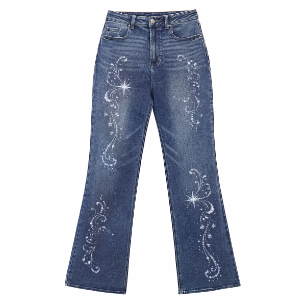 "Stardust Swirl" Celestial Sparkle Printed Denim Jeans by JR JEANIUS WEAR