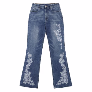 "Fairy Whisper" White Butterfly & Floral Printed Denim Jeans by JR JEANIUS WEAR