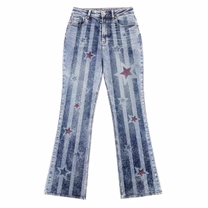 "Midnight Stripes" Star & Stripe Printed Denim Jeans by JR JEANIUS WEAR