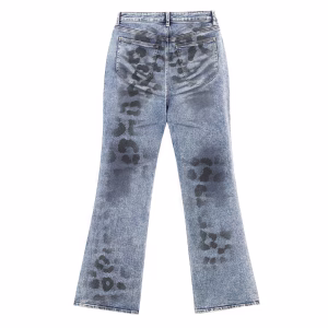 “Shadow Leopard” Spray Paint Spot Printed Denim Jeans