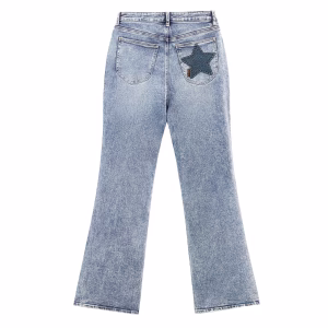 “Rebel Layering” Deconstructed Star & Ribbon Printed Denim Jeans