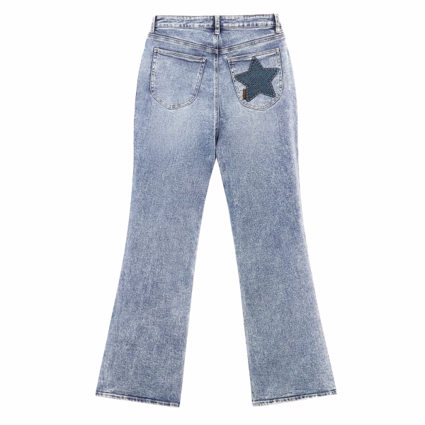 "Rebel Layering" Deconstructed Star & Ribbon Printed Denim Jeans collection product photo