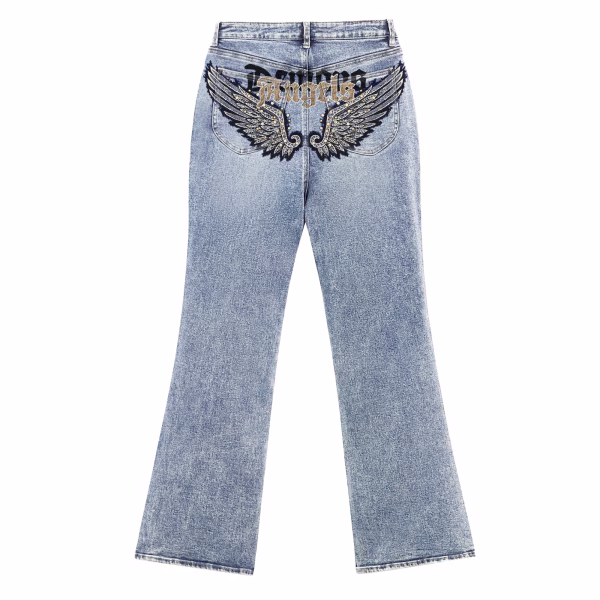 "Fallen Wings" Gothic Demons & Angels Printed Denim Jeans by JR JEANIUS WEAR
