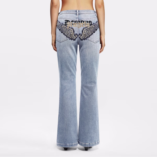 "Fallen Wings" Gothic Demons & Angels Printed Denim Jeans collection product photo