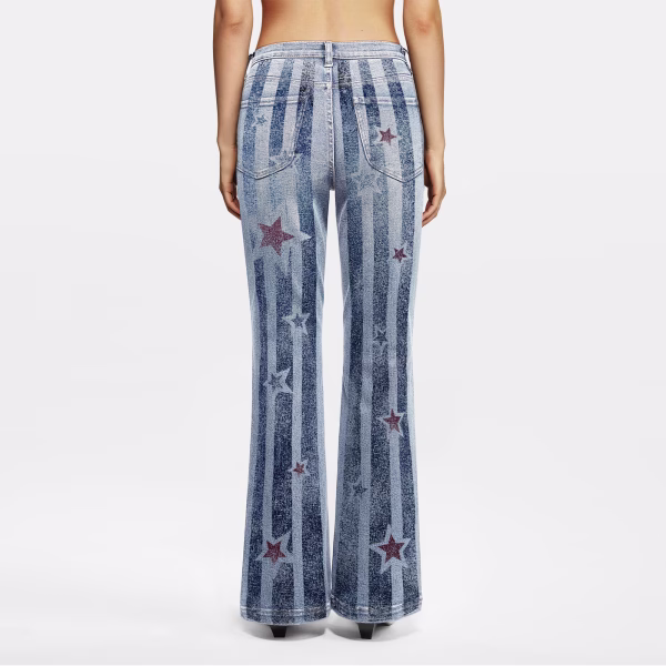 "Midnight Stripes" Star & Stripe Printed Denim Jeans collection product photo