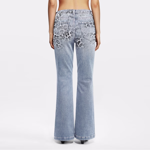 "Neon Cheetah" Layered Belt & Paint Splatter Printed Denim Jeans collection product photo