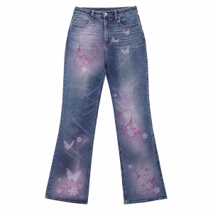 Myst Mystic Deconstructed Star & Bottle Cap Printed Denim Jeans by JR JEANIUS WEAR