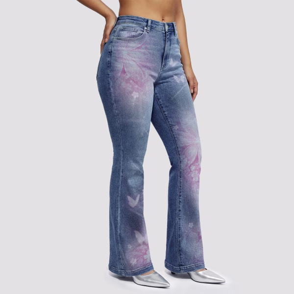 Myst Mystic Deconstructed Star & Bottle Cap Printed Denim Jeans collection product photo
