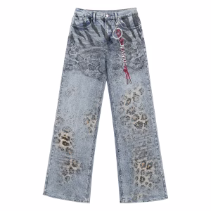 "Wild Instinct" Animal Print Patchwork Printed Denim Jeans by JR JEANIUS WEAR