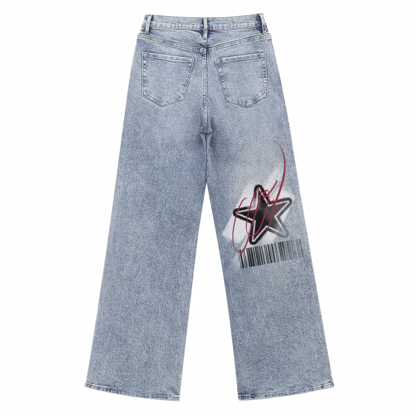 "Rising Star" Graffiti Sketch & Barcode Printed Denim Jeans collection product photo