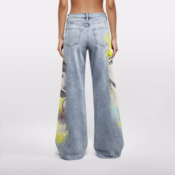 "Pop Art Gossip" Vintage Comic & Spray Paint Printed Denim Jeans collection product photo