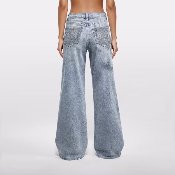 "Wild Instinct" Animal Print Patchwork Printed Denim Jeans collection product photo