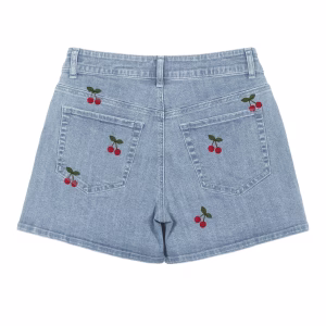 “Sweet Cherry” All-Over Print Retro Denim Shorts